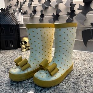 SweetHoney Yellow Polka Dot Kids Rain Boots
